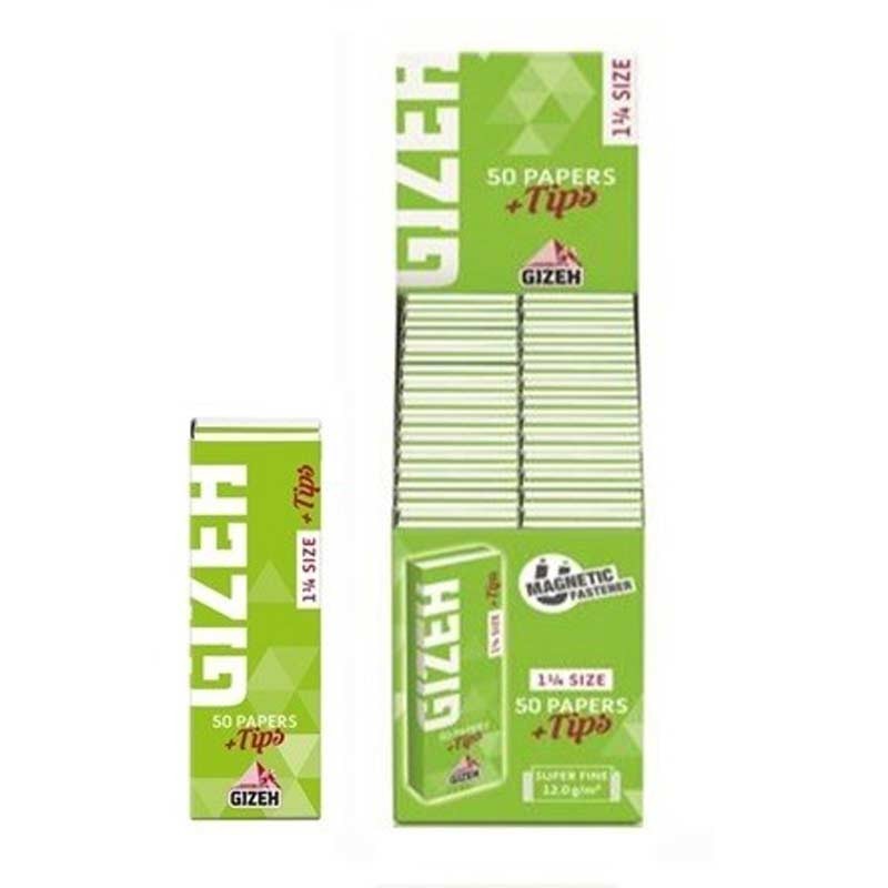GIZEH PAPEL VERDE 1 1/4 + TIPS 26UDS