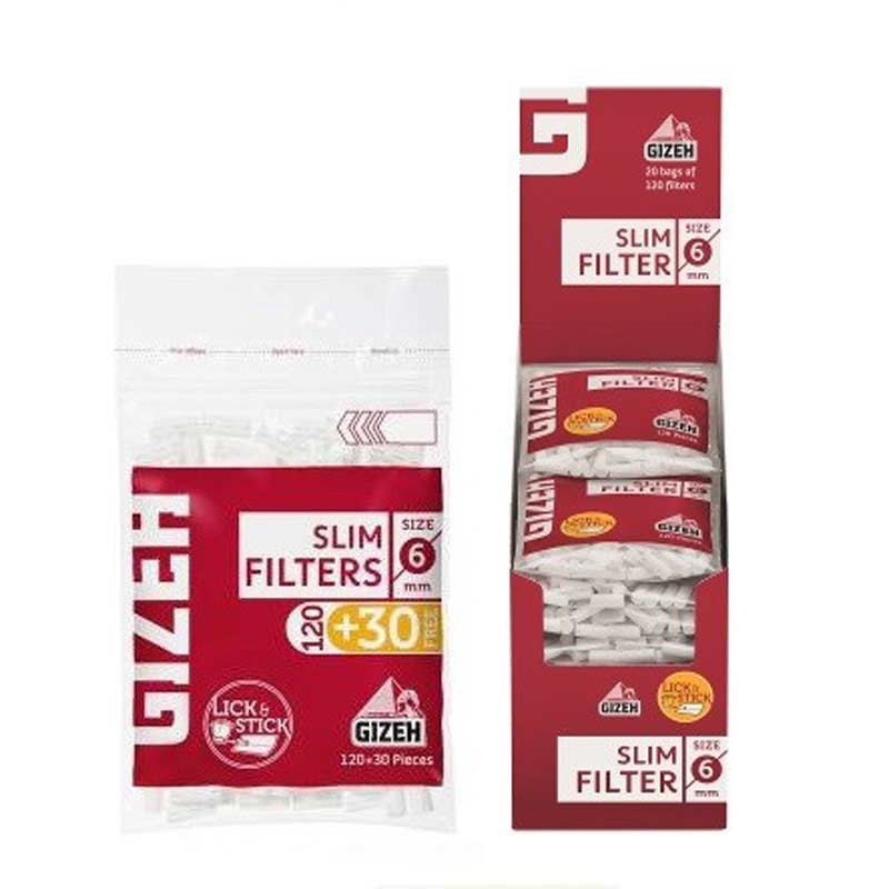 GIZEH FILTROS SLIM CON PEGAMENTO 120 FILTROS 20UDS