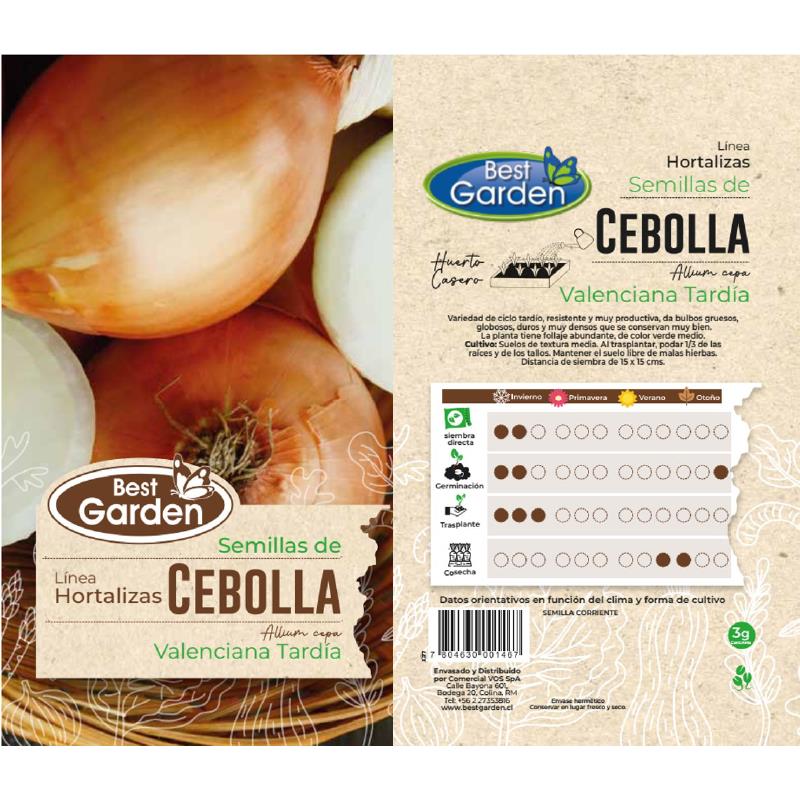 BEST GARDEN SEMILLA CEBOLLA 3GRS 5UDS