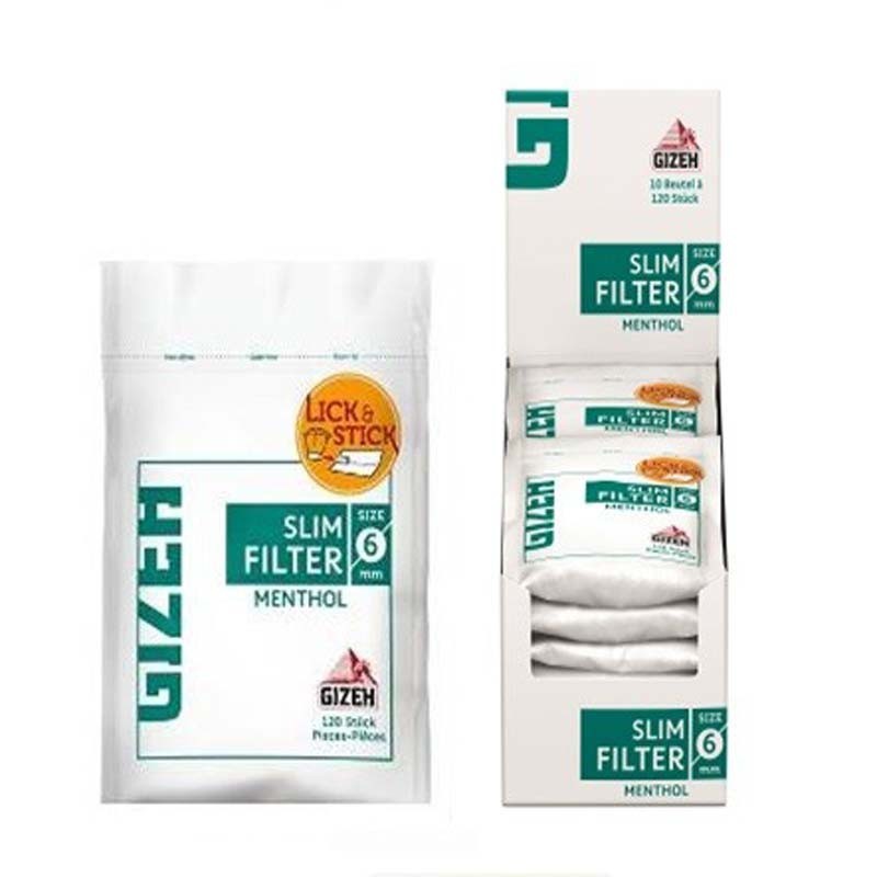 GIZEH FILTROS MENTOLADO SLIM 120 FILTROS 10UDS