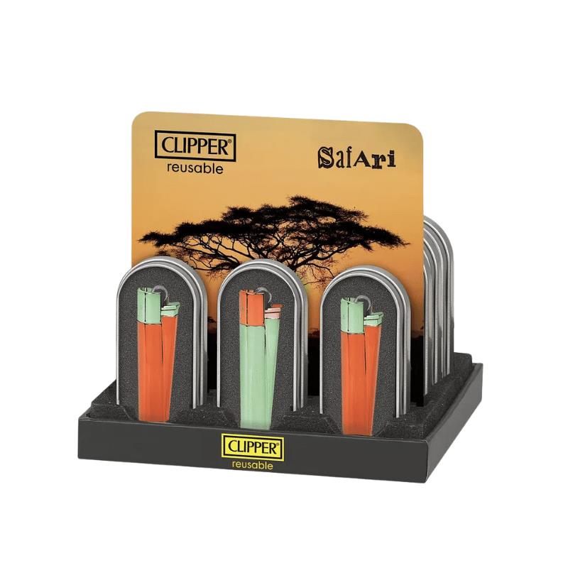 ENCENDEDORES CLIPPER METALICO SAFARI 24UDS