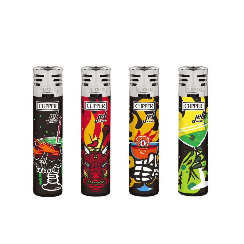 ENCENDEDORES CLIPPER JET SKULL DRINKS 24UDS