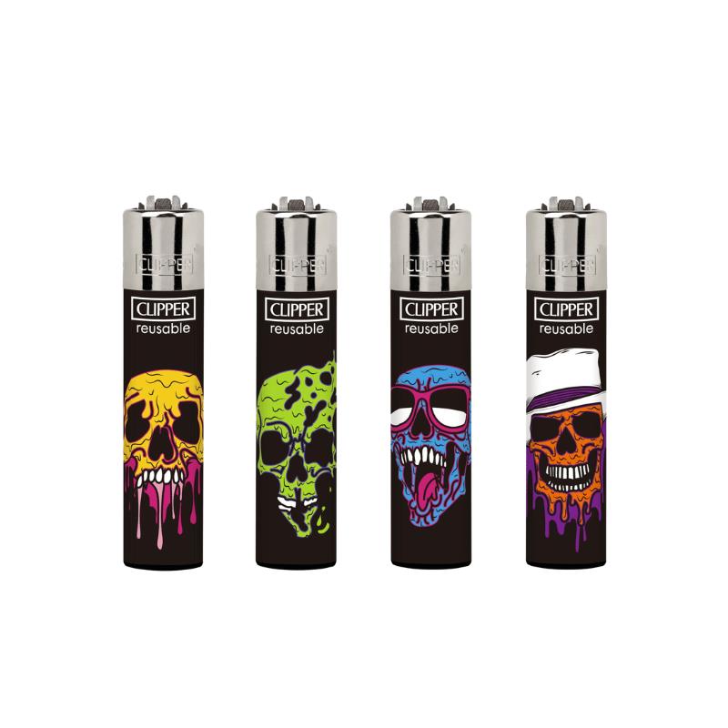 ENCENDEDORES CLIPPER MOLTEN SKULLS 24UDS